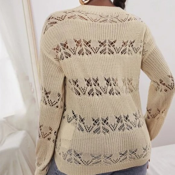Apricot Beige Drop Shoulder Sweater in M - Picture 3 of 3